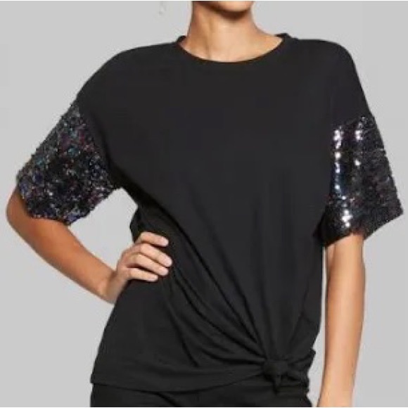Wild Fable Oversized Sequin Tee, sz Small - Picture 2 of 11